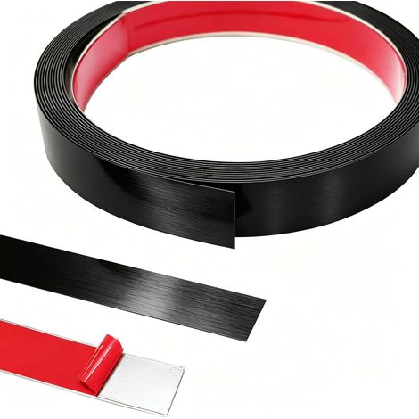 Bande décorative autocollante en tôle d'acier inoxydable - 5 m x 3 cm - Pour cheminée, cadre de miroir, meubles et décoration d'intérieur - Noir brossé