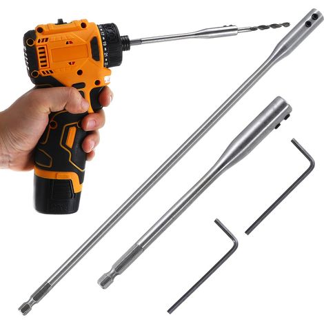 Ensemble D'Extension De Foret 150 mm Et 300 mm Avec 2 Clés Rallonge Foret Pour Accès Difficiles Travail Du Bois Et Boulons Outil De Main Compact (1/5)