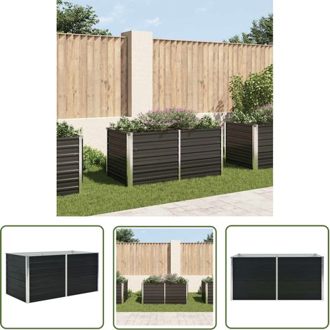 The Living Store Hochbeet Anthrazit 160 x 80 x 77 cm Verzinkter Stahl - Hochbeet - Anthrazit - Stahllochbeet - Pflanzenbehälter - Blumenerde (1/5)