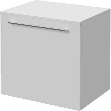 Napoli 390 Gloss Grey Pearl 500mm Wall Mounted Single Drawer Vanity Unit for Countertop Basins - 500mm - Chrome 320mm Handle