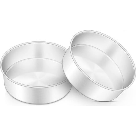 Juego de 2 moldes redondos de acero inoxidable para pasteles, 16 cm de diámetro, ideales para Navidad. No tóxicos, saludables, fáciles de limpiar y aptos para lavavajillas. (1/2)