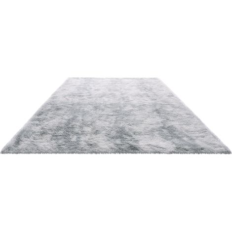 Tapis moelleux 2,74 x 3,66m, effet fourrure, antidérapant, gris chiné, pour salon ou chambre (1/5)