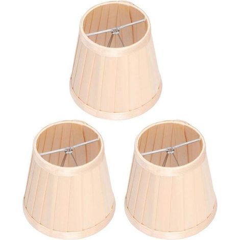 3 pièces abat-jour en tissu E14 à clipser sur le couvercle de lampe en tissu pour lustre applique murale décoration de bureau (or clair) (1/4)