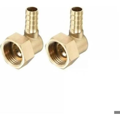 Coude à embout cannelé en laiton 10 mm x G1/2 femelle, écrou pivotant, lot de 2, pour eau, carburant et air (1/5)