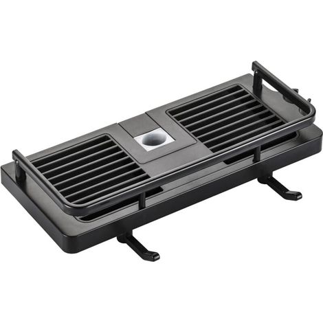 Estante de ducha, soporte para jabón, almacenamiento para ducha, sin perforaciones, con jabonera, ganchos y toallero, montaje en pared, autoadhesivo, color negro, 21 mm - 25 mm (1/4)
