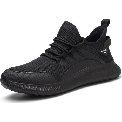 Lightweight, comfortable, and slip-resistant safety shoes for men and women, steel-toe work shoes (Black, EU 40) - RAPANDA