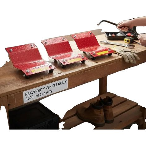 Chariot de transport, capacité de charge de 3600 kg, construction en acier durable, Rouge (1/2)