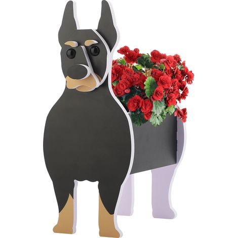 Pot de jardinière décoratif pour chien, haute capacité de charge, fleur mignonne pour la maison, décoration de jardin, Doberman, petite taille (1/5)