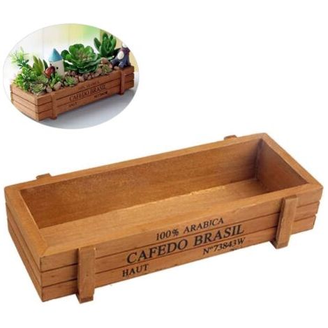 Rubberskin Table en Bois Pot de Fleur Rectangle Succulent Box Floral Centres Naturels Planteur Décoratif Rustique Boîte en Bois Articles Divers Boîte de Rangement (1/4)