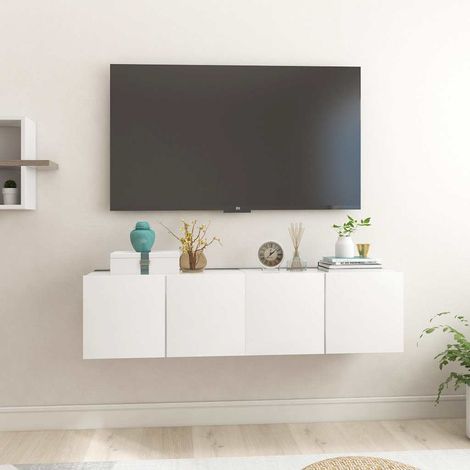 vidaXL Meubles TV suspendus 2 pcs Blanc 60x30x30 cm (1/5)