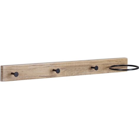 Perchero de pared de diseño moderno con anillo 60 x 20 x 15 cm práctico para abrigos y bolsos de madera marrón 130011795 (1/5)