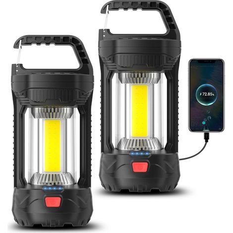 Lot de 2 lanternes de camping LED rechargeables 2000 lm - 3 modes, étanches et portables pour les situations d'urgence (1/5)