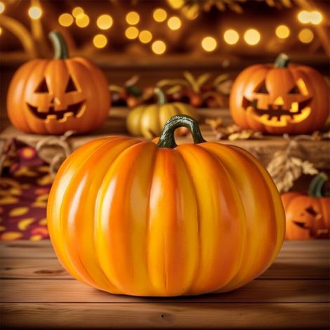 Citrouille artificielle en résine. citrouilles d'Halloween en résine pour la maison. l'intérieur et l'extérieur. décorations d'Halloween (Orange C) pour la décoration de citrouille (1/4)