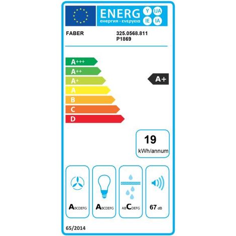 Faber – Hotte décorative murale 90cm 67dB 530m3/h inox noir – 3 vitesses avec commandes sensitives – 5649940