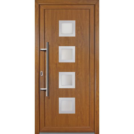 Porte d'ingresso PVC JM SIGNUM ESCLUSIVO, mod. 84, golden oak a due lati, larghezza: 98cm, altezza: 208cm, senso di aperatura sinistra