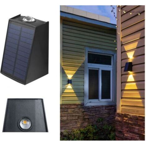 Applique murale solaire d'extérieur, éclairage extérieur direct pour garage, porte d'entrée, couloir, porche, bureau, piscine, jardin, abri de jardin (lumière noire chaude) (1/5)