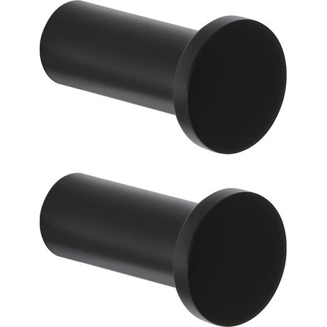 Lot de 2 Crochets Muraux Ronds en Acier Inoxydable Noir Mat, 45 mm, Patères Solides pour Serviettes et Vêtements, Idéal Salle de Bain, Chambre, Cuisine et Entrée (1/4)