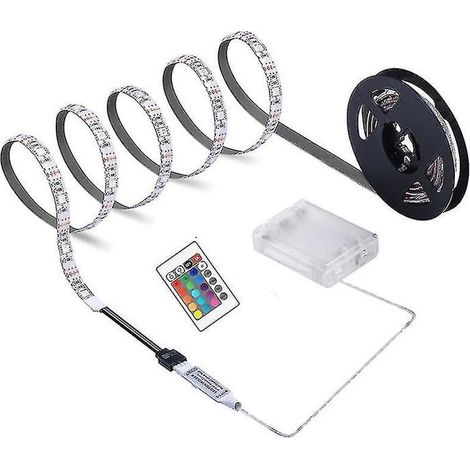 Bande lumineuse LED avec télécommande et boîtier à piles, haute luminosité, étanche IP65, décoration murale, DC 5 V (1/4)