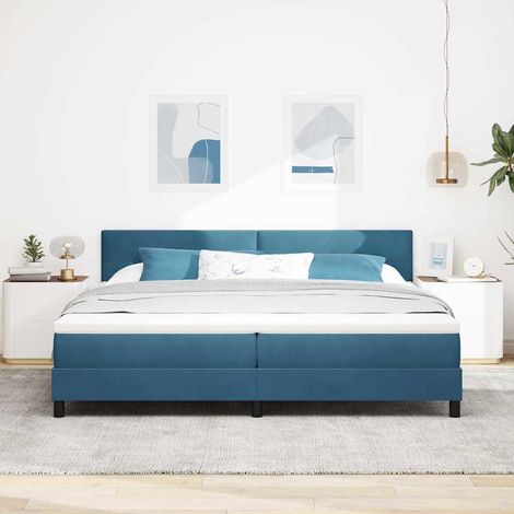 vidaXL Boxspringbett mit Kopfteil Dunkelblau 200 x 200 cm Samt (1/5)