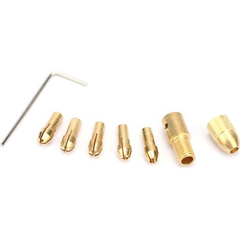 Lot de 7 mandrins porte-foret micro 0,5-3mm, adaptateur de perçage électrique, forets hélicoïdaux 3,17mm, outillage de précision. (1/5)