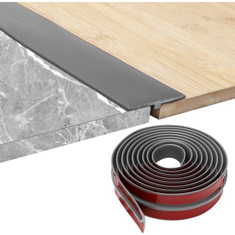 Profilé de Transition T - 1 Pièce - PVC Autoadhésif - Jonction Sols Bois Carrelage - Intérieur Maison Bureau - Gris 200x5cm (1/5)