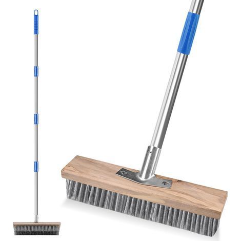 1 Balai Brosse Metallique, Manche 160cm, Tête 30cm, Fil Acier Pour Terrasse, Jardin, Nettoyage Extérieur (1/5)