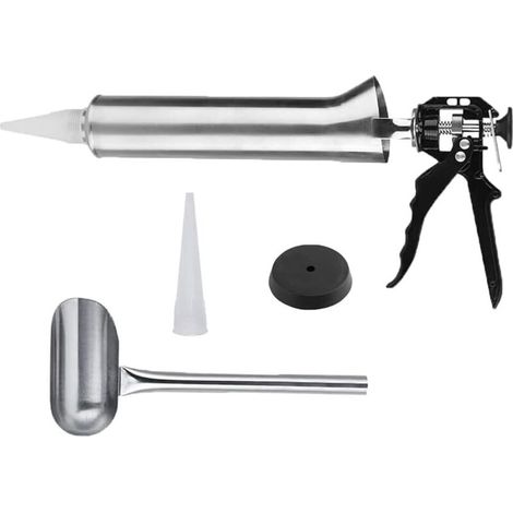 Sigillante manuale in acciaio inox con 2 ugelli per piastrelle e cemento – Strumento professionale versatile