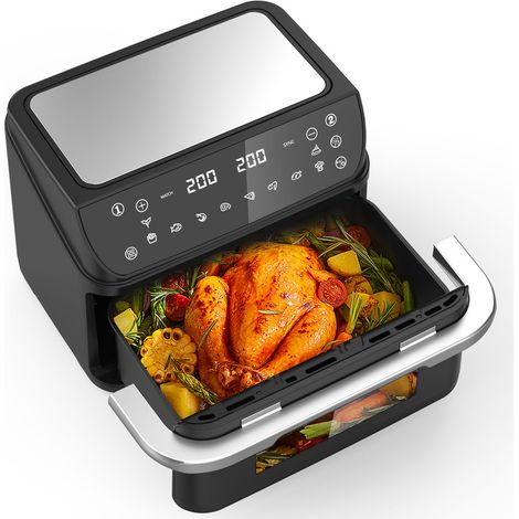 Friteuse sans huile 12L – Cuisson 360° – Écran LED tactile – 10 programmes – Cavité métallique durable – Économie d'énergie 70%
