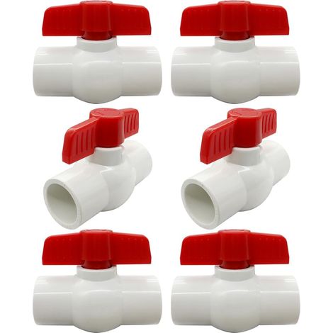 Raccord de tuyau d'irrigation à vanne à bille directe en PVC 20, avec douilles aux deux extrémités, lot de 6. (1/5)