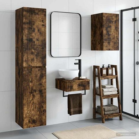 vidaXL Bathroom Furniture Set 3 pcs Smoked Oak 33 x 34.5 x 160 cm (1/5)