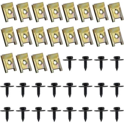40 Pcs Clips de Fixation Voiture, Vis Et Boulons de Voiture, U-Clip Fixation, Écrou et Clip Garde-Boue Automobile, Agrafes Carrosserie, Vis Soubassement, Vis d'Aile Carrosserie (1/5)