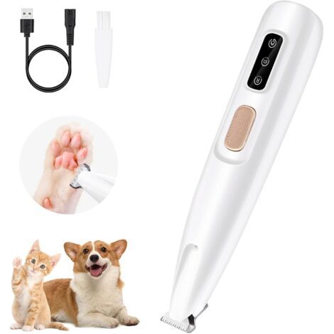 Tondeuse rechargeable pour animaux de compagnie avec lumière LED pour les pattes et le visage des grands et petits chiens et chats. (1/5)
