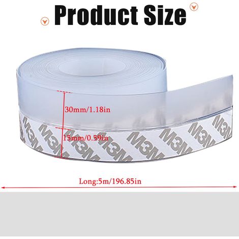 Striscia sigillante autoadesiva da 5 m - Silicone trasparente - Per porte e finestre (45 mm) (1/4)