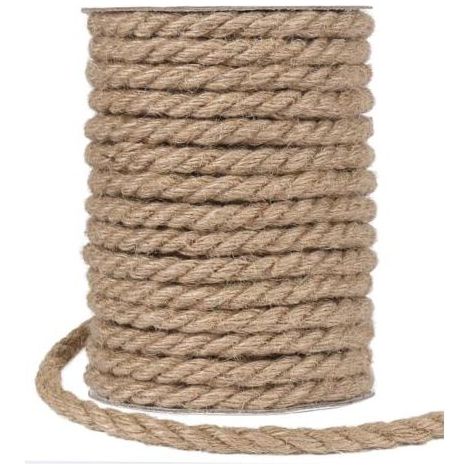 Ficelle en jute naturel 10 mm, corde de jute marron de 15 m pour griffoir de chat, jardinage et travaux manuels décoratifs (1/5)