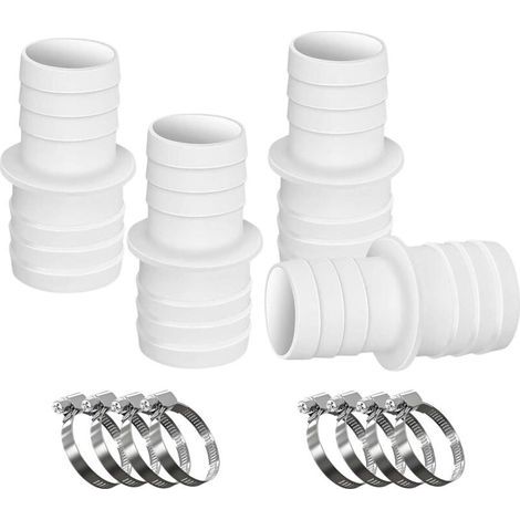 Lot de 4 Raccords de Tuyau pour Piscine 32–38 mm avec 8 Colliers de Serrage et Adaptateurs de Réduction pour Jardin (1/5)