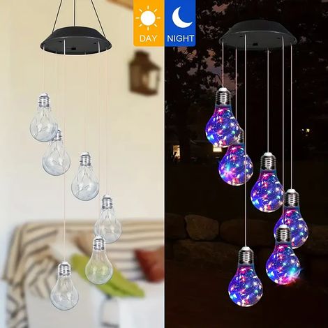 Solarbetriebenes Windspiel mit bunten Lichtern für den Außenbereich, ein einzigartiges Geschenk für Frauen, Großmütter und zur Dekoration von Garten und Balkon. (1/5)