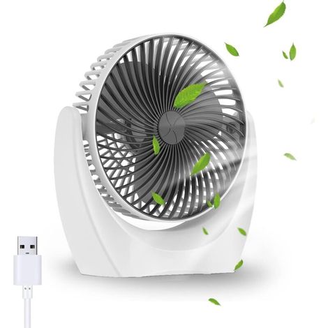 ventilateur de bureau USB, ventilateur silencieux portable, mini ventilateur puissant, 3 Vitesse petit ventilateur table pour La Chambre, bureau, domair,cuisine(Rotation 360°,Alimenté par US (1/5)