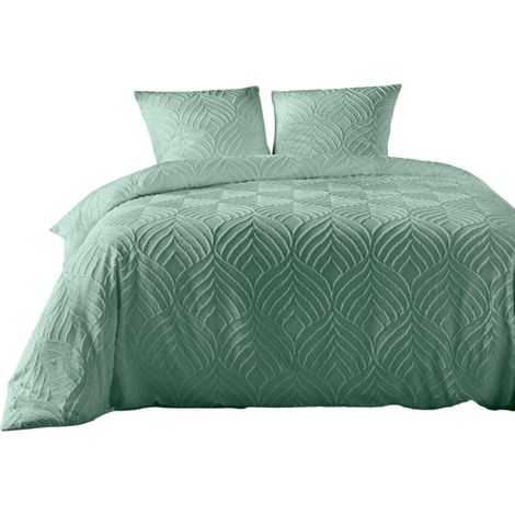 Parure de lit en microfibre 260 x 240 cm Tufte vert sauge
