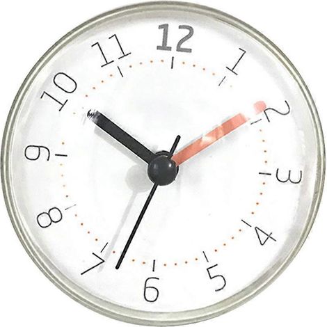 Horloge murale décorative mini à ventouse étanche (1 pièce), anti-buée, pour salle de bain, cuisine ou salle à manger (sans pile). (1/5)