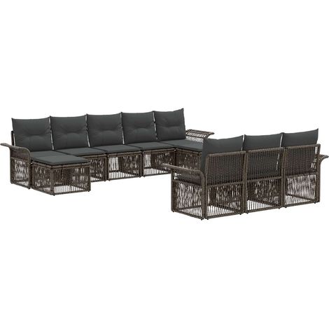Gartensofa-set 10 pcs Grau Poly-Rattan vidaXL