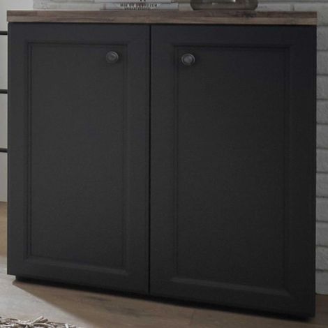 Armoire d&039appoint Norah 82cm avec 2 portes - gris/brun (1/5)
