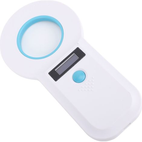 Lettore di identificazione per animali domestici 2 in 1, connessione 134,2 kHz/125 kHz, display a diodi organici a emissione di luce (OLED), scanner portatile per targhette identificative per animali. (1/5)
