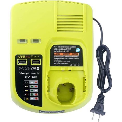 Convient au chargeur de batterie Ryobi 12V-18V électroportatif NiCrNiMH avec 2USB (1/5)