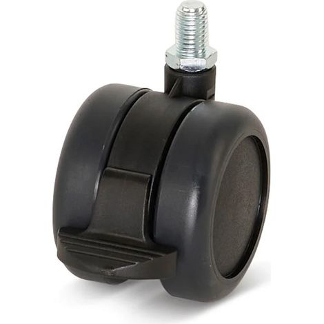 Roulette de meuble freinée - MESO - PU - 60mm - Tige filetée 10x15mm