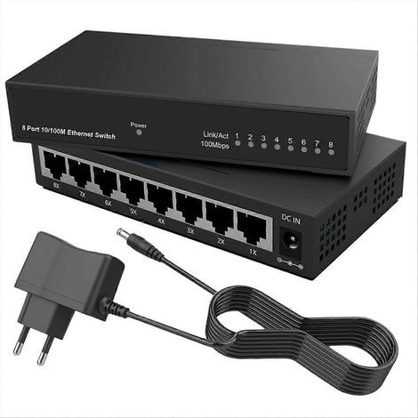 8-Port Gigabit-Ethernet-Switch (RJ45), Hub, Internet-Splitter, Smart-Switch, 10/100-Mbit/s-Ethernet-Netzwerk-Switch, EU-Stecker (1/5)