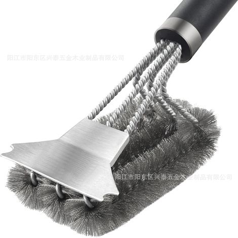 Filiyano – outil pour barbecue – Brosse à trois têtes pour barbecue, brosse de nettoyage pour barbecue, outil pour barbecue, brosse à trois têtes en (1/4)