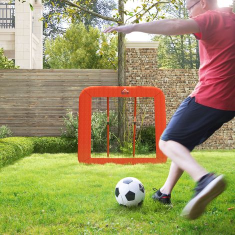 Rete rimbalzante da calcio pieghevole a 4 angoli, 128 x 118 x 120 cm, acciaio rosso OKMYHOME (1/5)