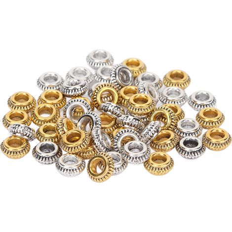 50 Dreadlock-Ringe aus Zinklegierung, Gold und Silber, Haar- und Bartschmuck, DIY-Schmuckzubehör (1/5)