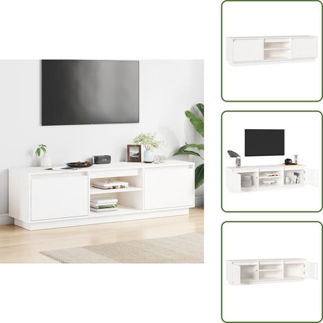 Almacenamiento - vidaXL Mueble de TV madera maciza de pino blanco 140x35x40 cm - Muebles de salón