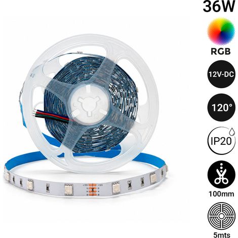Tira De LED 12V-DC 36W 10mm Multicolor RGB IP20 (SMD5050 (1/2)